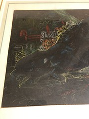 Antique After Frank Stanley Herring „Boar Scene“ Pastel Painting -Framed