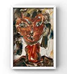 Abstract African Woman Portrait Painting • Afrohemian Decor • Afro Boho Wall Art