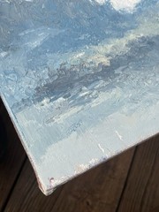 Vintage 90’s Original Oil Painting Sky Waves Dream Canvas Board Blue Ocean Art