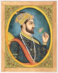 Painting Of Mughal Emperor Shahjahan Rare Mughal Art Painting 10×13 Inches