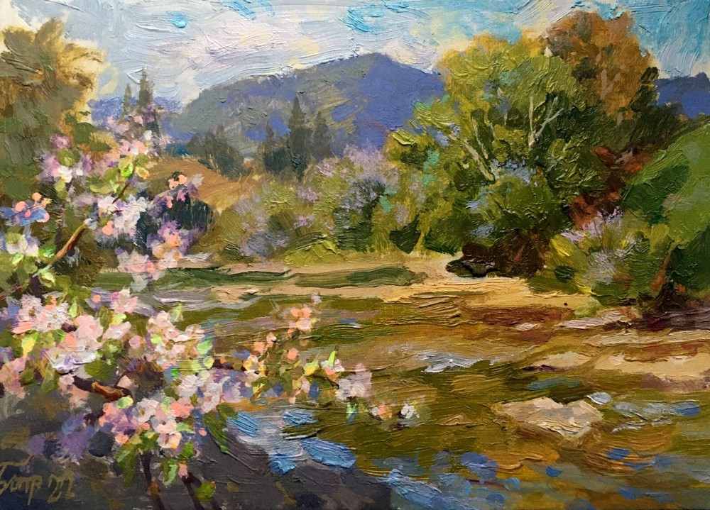 Oil Painting Spring On Slavsky Batrakov V. Unframed Original Decor Art nAAA2551