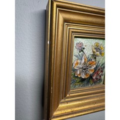 Vintage Enamel on Copper Signed Rene “R.” Bonhomme Gilded Framed Painting 4.5×5