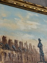 VINTAGE WEBER SIGNED EUROPEAN STREET SCENE OIL PAINTING FRAMED 12×16
