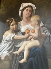 36″x 48” Huge Estate Mother/Children Original Reproduction Oil Painting