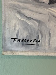 Original Signed Fragonese Nude Reclining Female Painting On Canvas Vintage 24×12