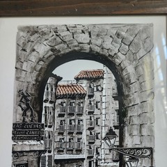 Juan Martin Hidalgo Arco De Cuchilleros MADRID 1981 Plaza Mayor Pen Ink Watercol
