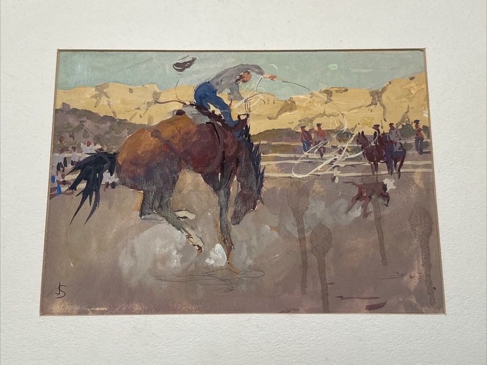 JOSEPH STAHLEY PAINTING AMERICAN REGIONALISM IMPRESSIONISM COWBOY RODEO FAMOUS