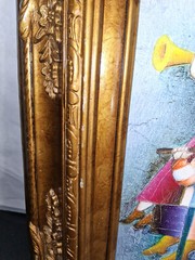 Vintage Joyce Roybal Drawing Children Instruments Child Band Oil Painting Signed