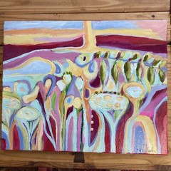 “Island Garden “An Original ,Large acrylic Painting 20”x16”