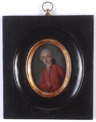„Portrait of a young married couple“, two German oil miniatures, 1760/70 (m)