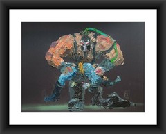 ORIGINAL Abstract Bane Breaking Batman Comic Book Impasto Art Painting 12×16″