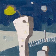 Framed Semi Abstract Original Oil Painting Night Landscape 8×8 Aldo Cherres