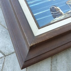 Fishing Boats Dock Harbor Oil Painting Framed Signed Brian Roche New England Vtg