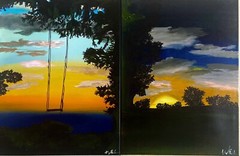 By The Lake. Original Acrylic On Canvas You Can Purchase One Of Them Or Both