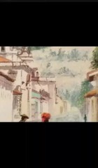 Vintage Carlos De Leon Campos 1980 Oil Painting Guatemalan Street Scene Framed