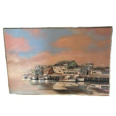 Vtg 1992 Patricia Sedlak Monterey Fisherman’s Wharf Orig Oil On Canvas Framed