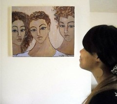 ORIGINAL Three Natural Hair Sisters Portrait Painting Canvas Art, 2015