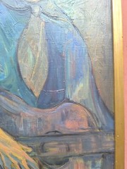 Oil Painting Eliane MEUNIER Portrait Young Woman Playing Guitar