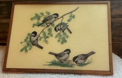 Vtg Bacova Guild Grace B Gilmore Fiberglass Tray Wall Art Chickadee Birds 17×12