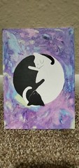 Pastel Rainbow Yin-Yang Cat Painting UV Blacklight Reactive Paint Art