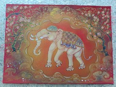 THAI ELEPHANT Acrylic Painting on SATIN 15.5 X 11.5 inch symbol of success