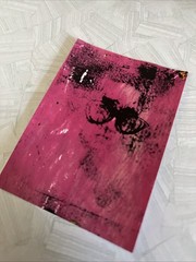 pink face abstract Artwork. ACEO Original Mixed Media Art Card, OOAK