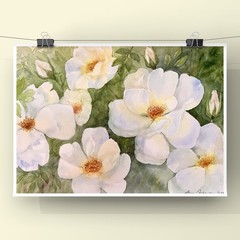 Original brand new large watercolor ”Summer” $160 Home decor art gift