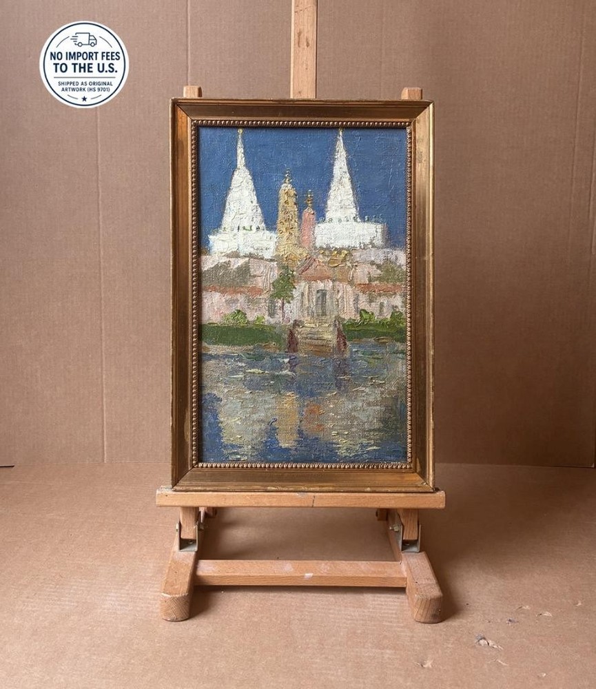 Hugo Pedersen. Wat Arun Temple of Dawn, Bangkok. Oil Painting 1896. Rare ! COA