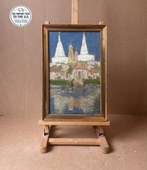 Hugo Pedersen. Wat Arun Temple of Dawn, Bangkok. Oil Painting 1896. Rare ! COA