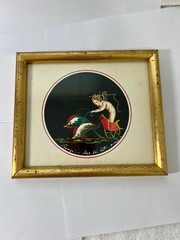 FRAMED ART PRINT PAINTING POMPEI AMORINO SU DELFINI FISH CHARIOT O4112A READ*