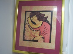 MIRIAM HADGADYA MODERNIST TIE DYE ON SILK ORIGINAL Framed Batik Feminist MCM