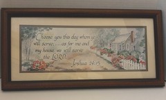 Vintage Joshua 24:15 Bible Verse Cottage Watercolor Painting By Charla Humphrey