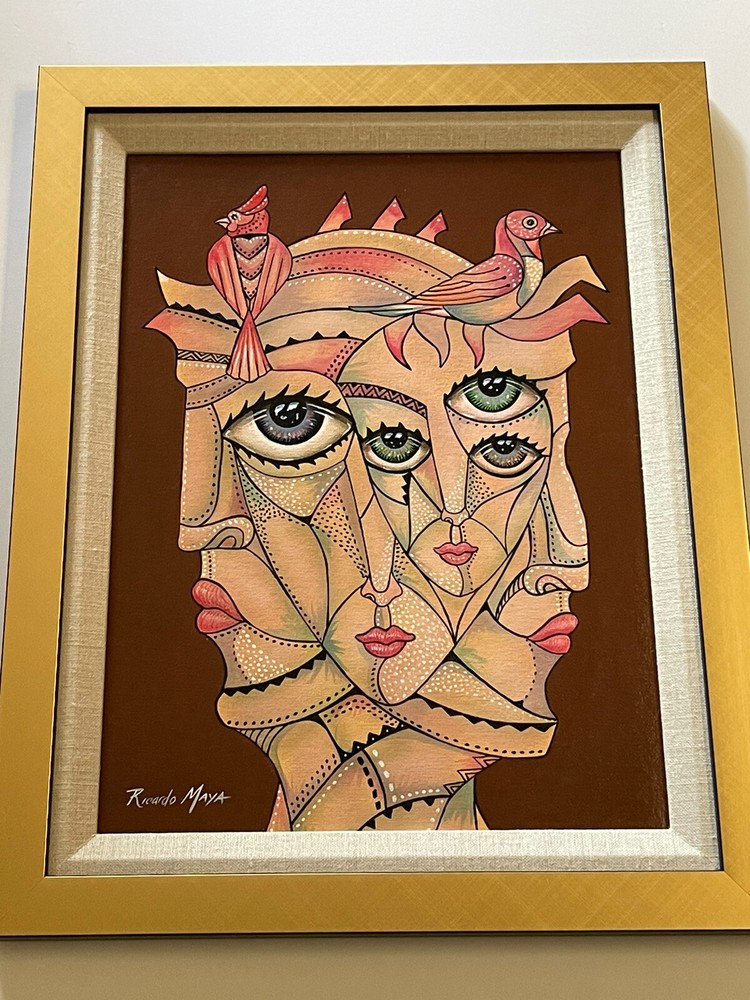 Ricardo Maya Original Painting Authentic Cuban Modernist Nicaragua Abstract 16″