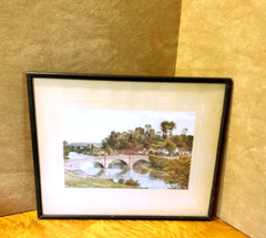 VINTAGE FRAMED PAINTING WATER COLOR LUDLOW SHROPSHIRE ON BORDER OF WALES 11 X 13