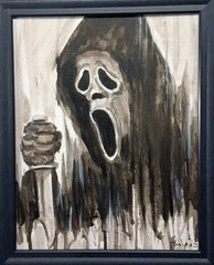 Original Ghostface Painting Thayer Art Signed OOAK SCREAM Horror Scary Movie