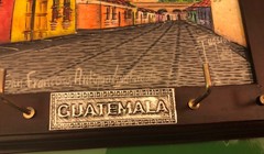 Vintage GUATEMALA Original PAINTING & Wooden Framed KEY RACK Signed Hand Crafted
