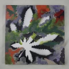 Marijuana Leaf Painting Grafitti Colors Diagonal 420 8 x 8” in