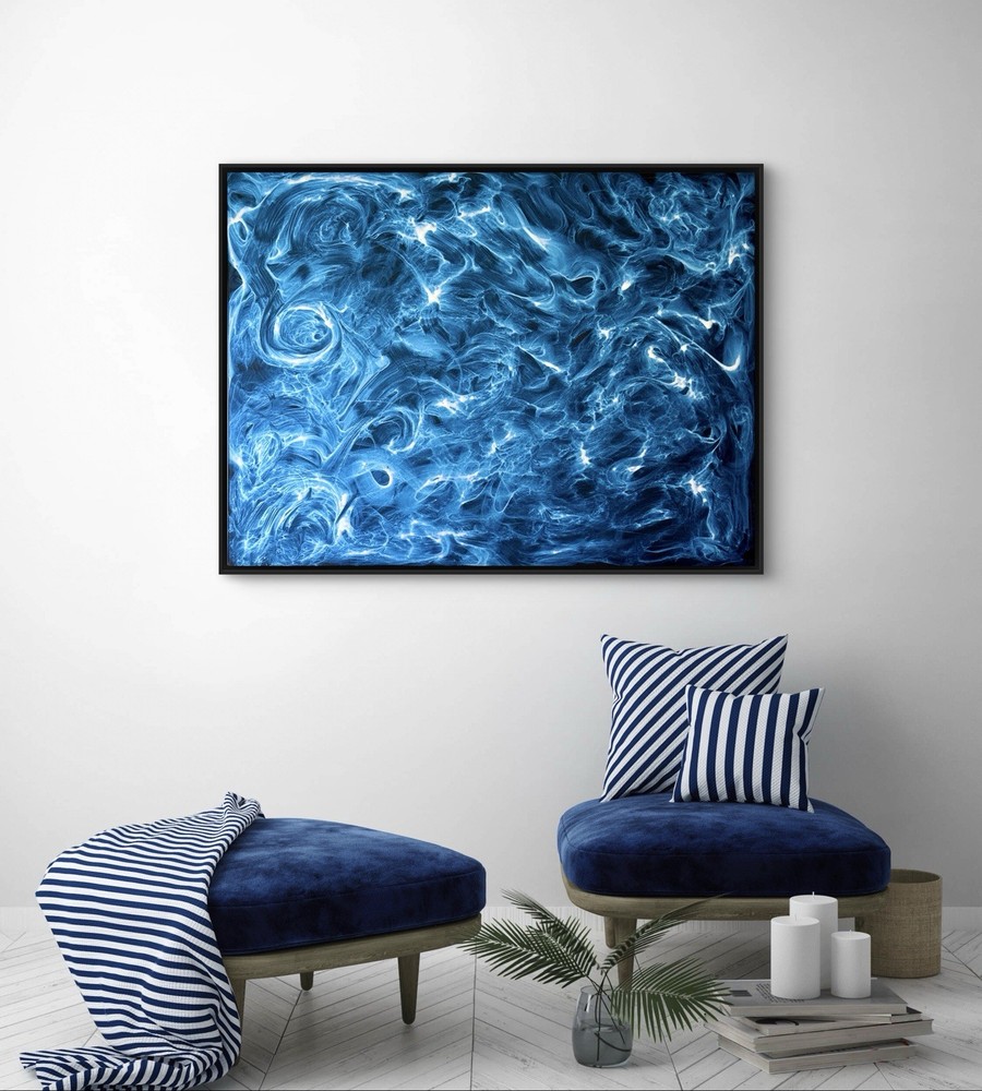 Original Abstract Painting – “Blue Flow”30×40” | Acrylic & Rubber-Based Paint