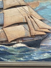 TACKABERRY ANTIQUE DIORAMA NAUTICAL PAINTING SCULPTURE WOOD CARVING SEATTLE OLD