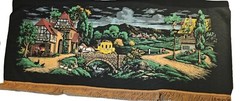 60s Vintage German Wool Painting With Gold Fring