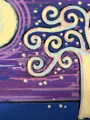 ACEO Acrylic Painting Purple Sunset Tree Moon Landscape Original Pop Art edenart