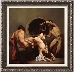 Hand-painted oil painting art young male nude man and girl on canvas 30″X30″