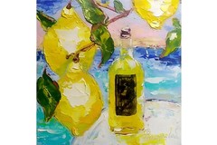 Original Italy Painting Lemon Coastal Painting Seascape Painting Limonchello
