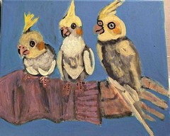 Original 8″x10″ birds acrylic painting on stretched canvas