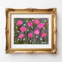 Painting Original Flowers Acrylic Art Matted 11×14 Flower Art Acrylic Jimarieart