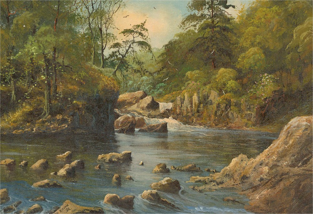 Ron Ritchie (b.1965) – 1992 Oil, River in the Forest