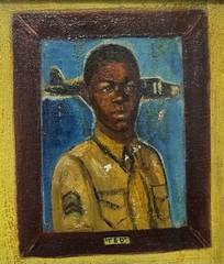 Vernacular c. 1950 Tuskegee Airman African American Portrait “Ted” Ramsey Oil