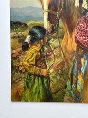 FIL MOTTOLA PAINTING FINEST NAVAJO FAMILY INDIAN NATIVE AMERICAN PORTRAIT FAMOUS