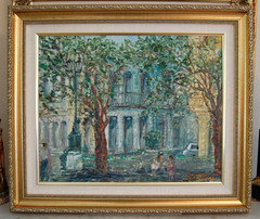 ORIGINAL FRAMED OIL PRADO BOULEVARD SCENE OLD HAVANA, CUBA ARTIST: HECTO VIDAL