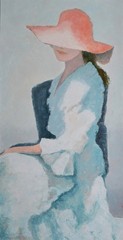 A Girl by Rimantas Virbickas Original Oil Painting 50×100 cm